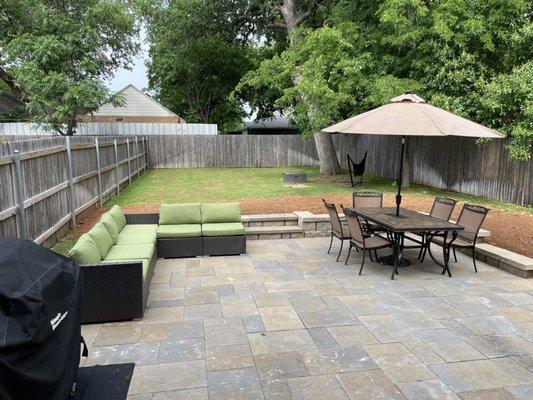 New patio with retaining wall