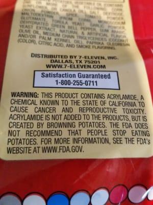 Cancer warning on their chips ?!?!