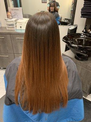 Brazilian blowout with balayage