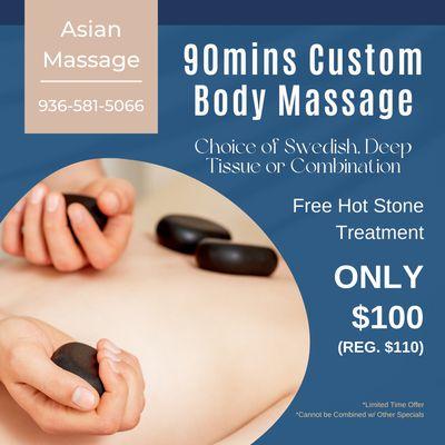 Asian Massage
 111 Interstate 45 S Suite C, Huntsville, TX 77340
 Call us at 936-581-5066