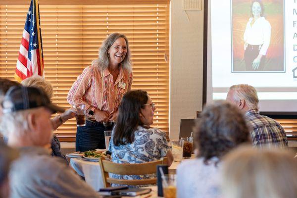 Traci Ranic presenting at her Reverse Mortgage Lunch & Learn at Prescott Country Club in Dewey