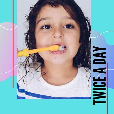 2x2 Brushing Method You can get your child familiarized with 2x2 method by age 3 or 4. 2x2 means brushing twice a day for 2 minutes each ti