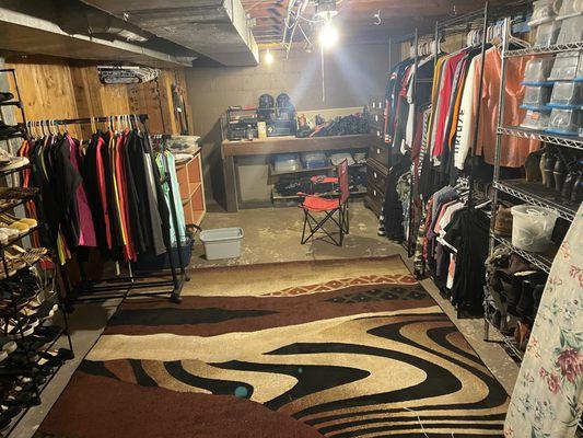 Basement storage transformed into walking closet room