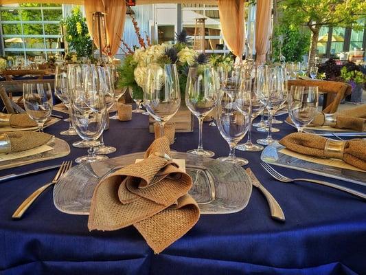 A set Table at Kosta Browne Winery.