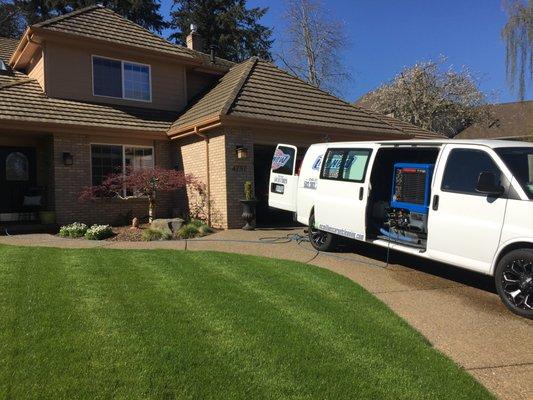 Truck mounted carpet cleaning