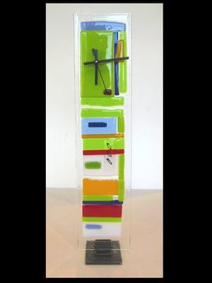 Multi-Culti Fused Glass Clock - Cool Glass by Trellage-Ferrill