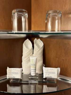 Assortment of amenities in the bathroom