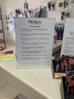 Verbiage at the bottom of exchange policy does not state they do not exchange or offer store credit for Amika Blowdryers.