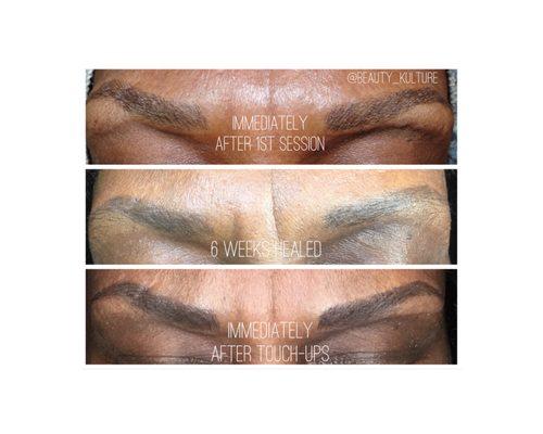 The progression of Microblading! Natural-looking brows are offered at Beauty Kulture!