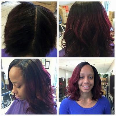 Check out this before and after! #MyHairEssentials #HomeOfBeautifulHair  Change achieved with a sew in, done by Rayna..