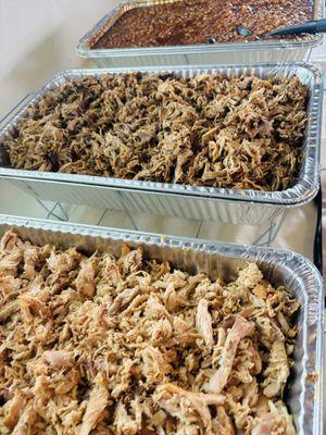 Pulled chicken, pulled pork