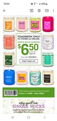 Sunday Sale On Single Wick Candles!  5/1/2021