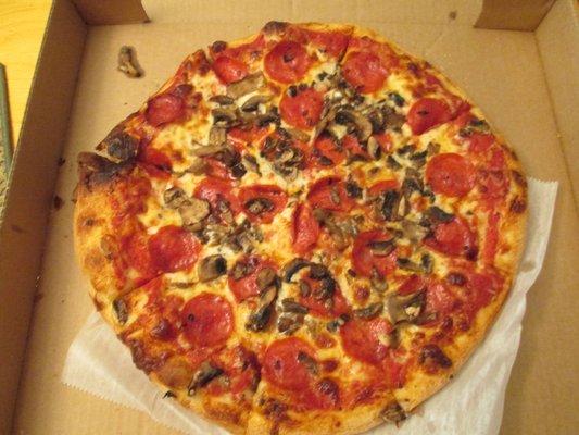 Pepperoni and Mushroom pizza