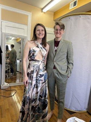 Fitted dress and custom suit. Another happy customers