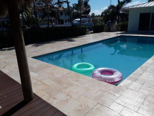 Travertine Pool deck