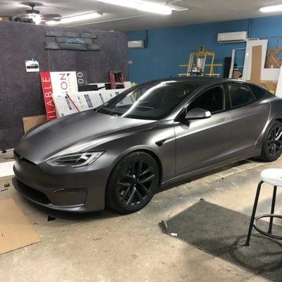 Complete wrap color change from white to 3M grey metallic