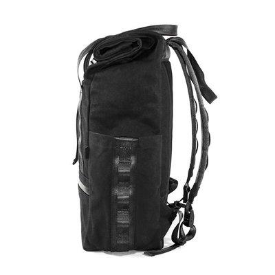 VerBockel Rolltop Backpack | Black Wax Canvas | Exterior Pocket