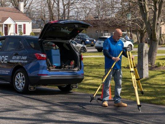 Survey equipment setup