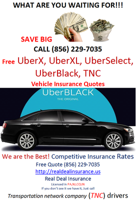 Uber X, UberXL,Uber Select, Uber Black, TNC Insurance COMMERCIAL  INSURANCE RATES GREAT DISCOUNT Best  Rate (856)-229-7035 General Liability