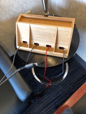 Charging station in the waiting room.