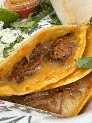 Birria tacos, as part of my 4, allowed 2 different kinds of meat