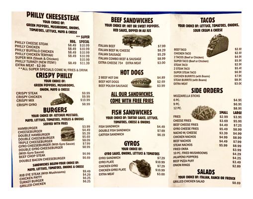 Menu. BABA'S Steak & Lemonade.Calumet City.IL Philly Beef Chicken Sandwiches Tacos Gyros Burgers HotDogs Salads & Lemonades!