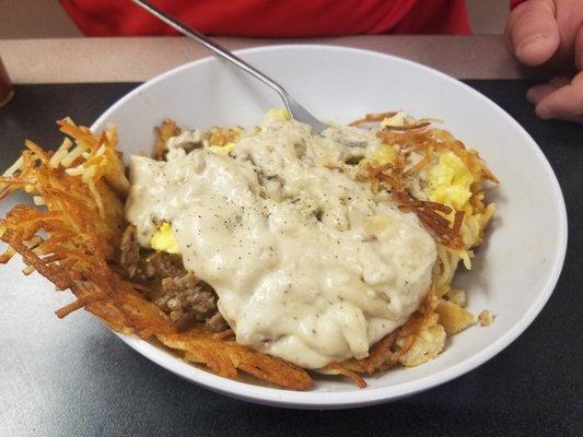 Waffle Bowl...with a biscuit and gravy