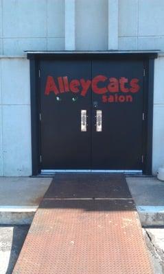 Alley Cats Salon front doors.