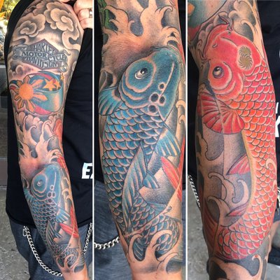 Japanese sleeve by Danielle Oberosler. Book an appointment by emailing thetattooroom@me.com