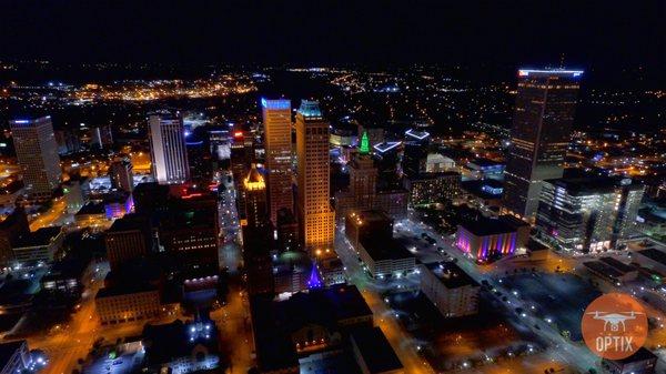 Philtower in downtown Tulsa from a drone.