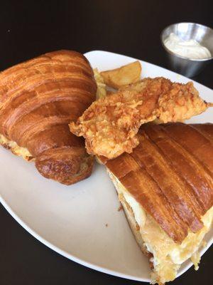 Southern fried chicken & egg on a croissant