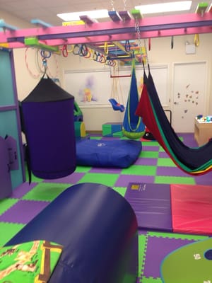 Different swings and glider with a crash pad.. Kids love it. Great for sensory seeking kids