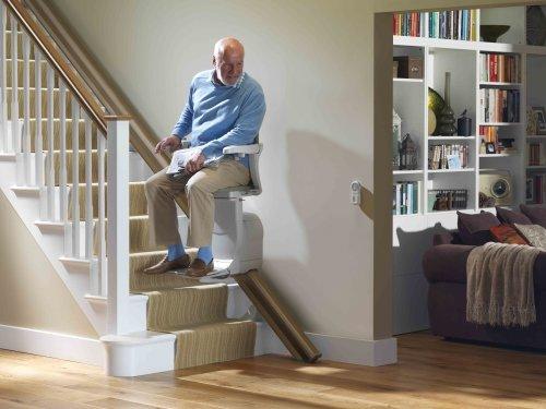 Straight indoor stairlifts with customizable chair and rails for purchase or rent