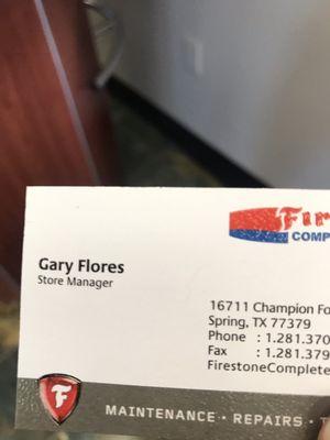 His business card