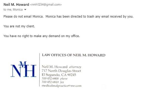 And this is the email that I received from him hours later.