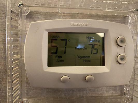 57 degrees in the dining room.