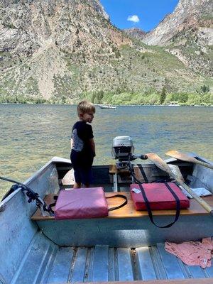 Our Grandson on our dock on Silver Lake