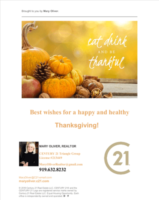 Happy Thanksgiving to one and all!  I have so much gratitude for my professional associates, friends and loyal clients!