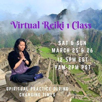 Virtual Reiki 1 class
 Sat & Sun, 
 March 25 & 26, 2023 
 12-5pm EST both days
 Location: Zoom
 Learn the art of ancient Japanese self-care