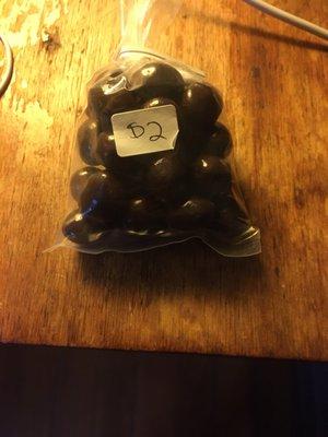 Bag of chocolate covered espresso beans