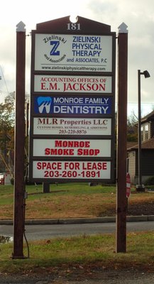 Outdoor sign for dentist office in Monroe, CT