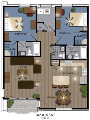 2 Bedroom 2.5 Bathroom "C"