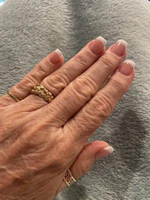 French manicure with gold - so pretty. Thanks Lee!