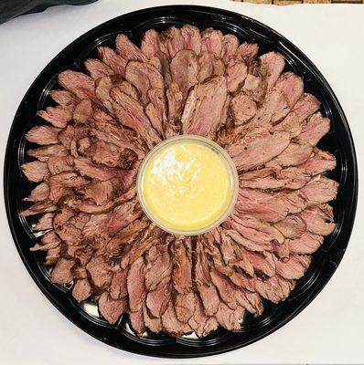 Cooked  And Sliced Beef Tenderloin Platter.