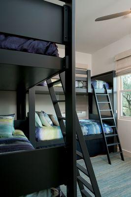 This Bunk Room features 4 extra long twins and 1 pullout trundle  Sleepover fun for the holiday season.