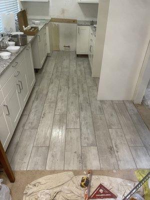 Tile floor installation