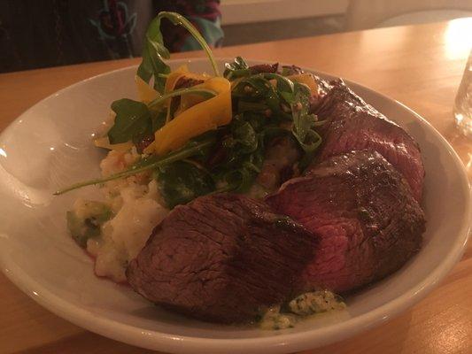 Teres Major on risotto with butternut squash and brussel sprouts.