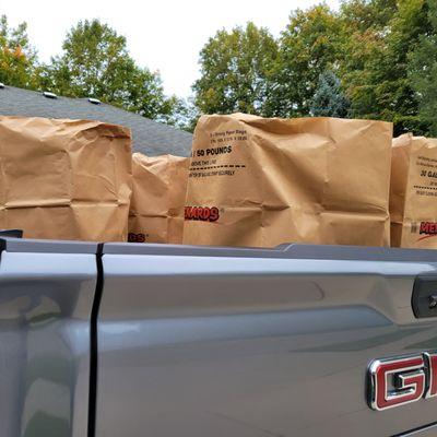 Bags full of grass clippings we had to haul away