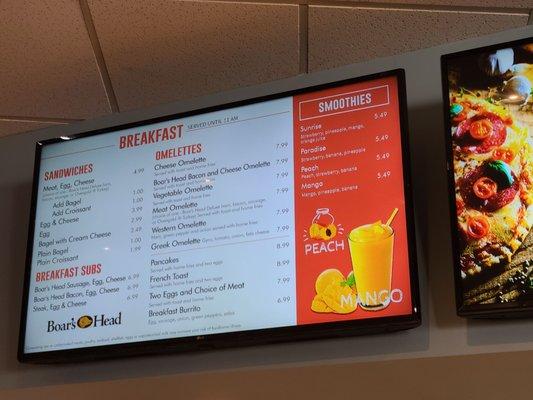 Breakfast and Smoothies Menu, April 2022