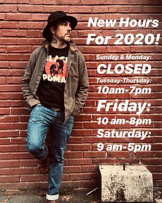 New hours for 2020!